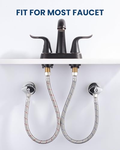 20'' Length Faucet Supply Line, Stainless Steel Braided cUPC Sink Hose with G1/2" FIP x 3/8" Compression Supply Hose for Sink Faucet Bathroom Kitchen Faucet Connector Water Supply Line 2 PCS - size: 20 Inch
