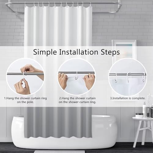 Ombre Light Grey Stall RV Shower Curtain with Hooks 36x72inches | Machine Washable Waterproof, Modern Solid Boho Gradient, Bathroom Dorm Hotel Room Divider, Easy to Install, Window Curtain - color: Light Grey, size: 36"W x 72"L (Pack of 1)