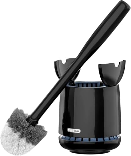 MR.SIGA Toilet Bowl Brush and Holder, Premium Quality, with Solid Handle and Durable Bristles for Bathroom Cleaning, Black, (Pack of 12) - color: Negro, size: One Size (Pack of 12)