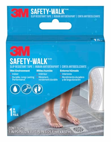 3M Safety-Walk Slip Resistant Tape, 1 in x 15 ft, Anti Slip Clear Tape, Self-Adhesive Backing, Quick & Easy Application, Durable & Long-Lasting (220C-R1X180), 3-Pack - size: 1 Inch (Pack of 3)