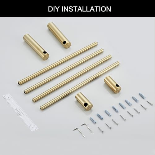 Towel Racks for Bathroom, NEWRAIN 30 inch Double Bath Towel Bar Wall Mounted, Stainless Steel Kitchen Towel Holder, Brushed Gold Towel Rod Towel Rail Hange - color: Brushed Gold, style: Double Bar