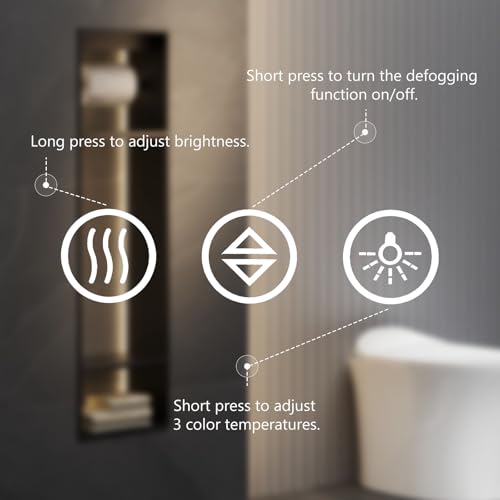 Sweetcrispy 28.1"x36.1" Smart Anti-Fog LED Bathroom Mirror with Front Light & Backlit, 3 Color Temperatures, Dimmable, Memory Function, Rectangle Modern Vanity Mirror