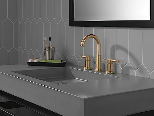 Delta Nicoli Brushed Gold Faucet 3 Hole, 8 Inch Widespread Bathroom Sink Faucet for Vanity, Push-Pop Drain Assembly, Champagne Bronze 35749LF-CZ
