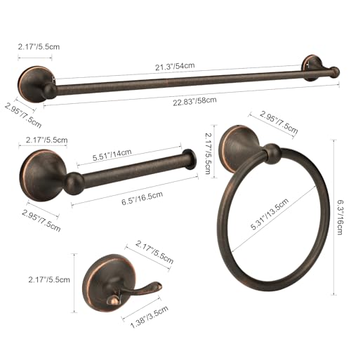 4 Piece Antique Bathroom Hardware Accessories Set Oil Rubbed Bronze,24 Inch Towel Bar Set,Towel Rack Set,Bathroom Towel Holder Set - color: Oil Rubbed Bronze