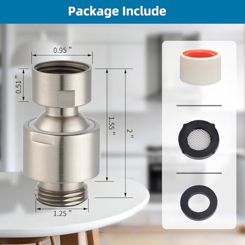 Hibbent All Metal Shower Head Swivel Ball Joint Adapter, Solid Brass Adjustable Shower Arm Connector, Shower Arm Extension, Showerhead Connector, Universal Showering Component, Brushed Nickel - color: Brushed Nickel