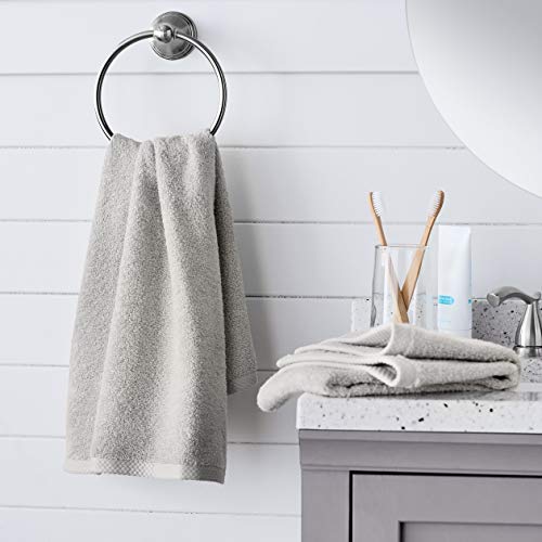 Amazon Basics 100% Cotton Lightweight Quick-Dry Hand Towel, 28" x 16", Platinum, 8-Pack - color: Platinum, size: 28" x 16", style: Hand Towel (Pack of 8)