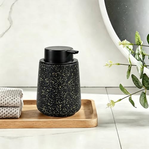 Ceramic Foaming Soap Dispenser - 14.5 oz Foam Hand Soap Dispenser Bathroom, Modern Refillable Dish Wash Soap Bottle for Kitchen with Large Easy-to-Press Pump, Black - color: Black