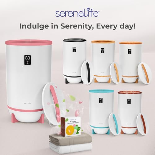 SereneLife Towel and Blanket Warmer - Single Touch Portable Towel Heater for Bathroom, Fragrant Disc Holder, LED Ring, 2 Large Towel Capacity, Built-in Timer (15-60 mins), Auto Shut-Off (Pink) - color: Pink
