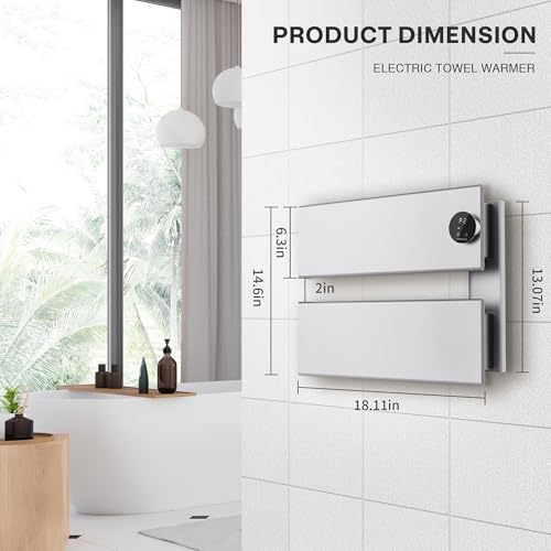 K&KALONZO Electric Towel Warmer Wall Mounted, Fast Heat in 2 Min, NTC Safety | 5 Timers & 3 Heat Levels Control, 2H Rapid Dry, Plug-In/Hardwired, Anti-Scald, Aluminum Heated Towel Rack for Bathroom, K2RS - color: Silver, size: 2-Bar