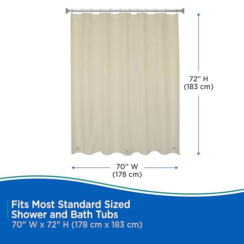 Kenney KN61436 Lightweight 3 Gauge Waterproof PEVA Shower Curtain Liner with Durable Eyelet Hang Holes and Weighted Magnetic Hem for Bathroom, 70" W x 72" H, Taupe, 1-Pack - color: Taupe, size: 70"W x 72"L (Pack of 1)