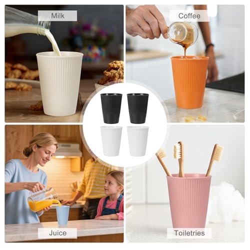 uxcell 4 Pcs Simple Toothbrush Cup, 3.3 x 3.3 x 4.2 Dishwasher Safe Bathroom Tumbler Reusable Plastic Cup Set for Storing Toothpaste Combs, Black/White - color: Black/White