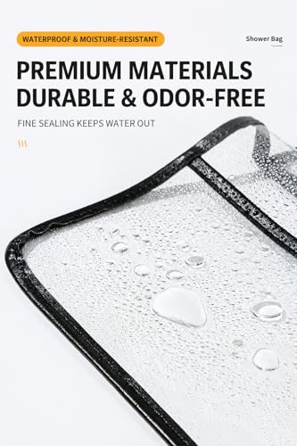 Waterproof Bathroom Storage Bag Wall Hanging Organizer with Clear Window, Shower Clothes Storage Holder for Towels, Laundry & Bath Essentials, Space Saving Hanging Bag for Bathroom Door or Wall