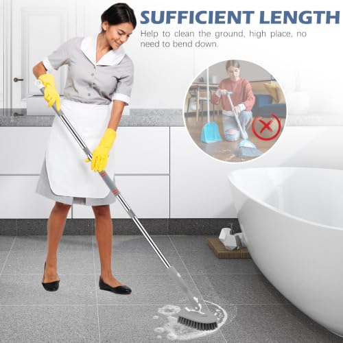 SetSail Tile Tub Scrubber Brush 3-in-1 Long Handle Shower Scrubber, Gray | with 3 Detachable Replacement Brush Head, Multi-Angle Cleaning Locks at 45°, 90°, 180° for Bathroom Kitchen Walls Tub Tile - color: Gray, size: 2 Pads