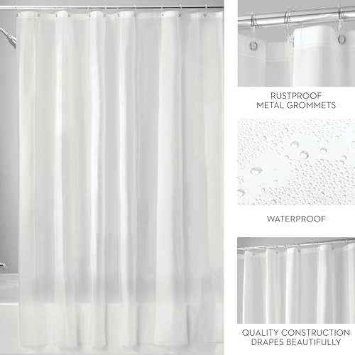 iDesign EVA Plastic Shower Curtain Liner, Mold and Mildew Resistant Plastic Shower Curtain for use Alone or With Fabric Curtain, 54 x 78 Inches, Frost | 54" x 78", 12 Metal Grommets - color: Frost, style: 54-Inch by 78-Inch