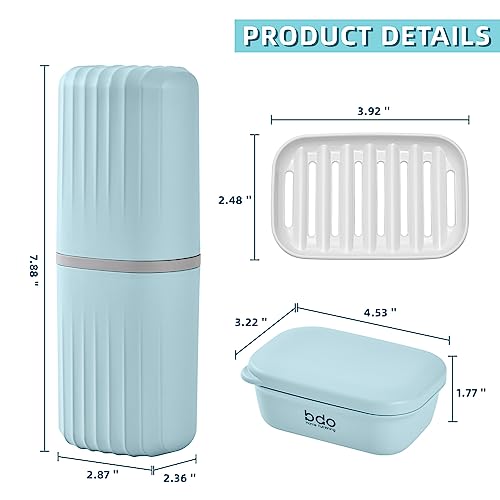 Bar Travel Soap Case Container, Portable Travel Toothbrush Case Holder | Dish Soap, drainage, leakproof, 7.88 in, Traveling Toothpaste Tooth Brush Holder, Cover, Trip, Camping - color: Blue