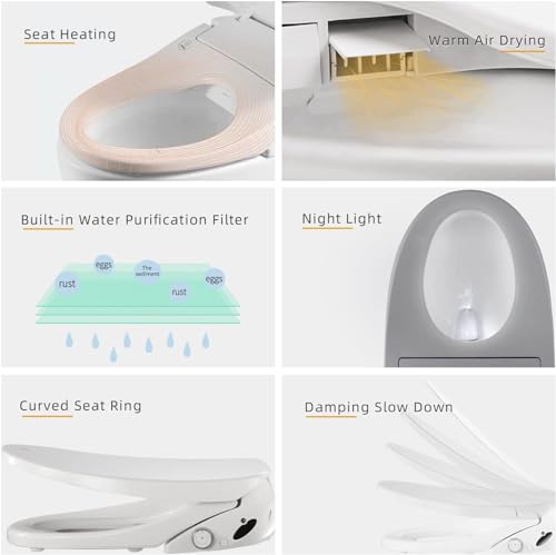 X7 Bidet Toilet Seat, Elongated Bidet Attachment for Toilet Warm Water with Soft Close, Electric Heated Bidet Seat with Water Filtration