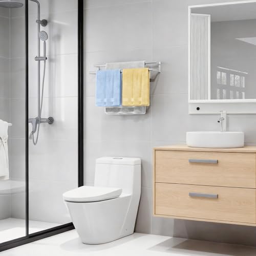 KLJKPA Double Towel Bar, Towel Holder for Bathroom, Brushed Nickel | Towel Rack for Bathroom Wall Mounted, Stainless Steel Double Bath Towel Bar - color: Brushed Nickel