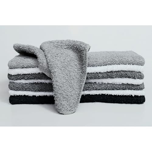 MA'INSTAYS 18 Pack Assorted Cotton Terry Thin Washcloths Rags (2 Packs Multi Gray)