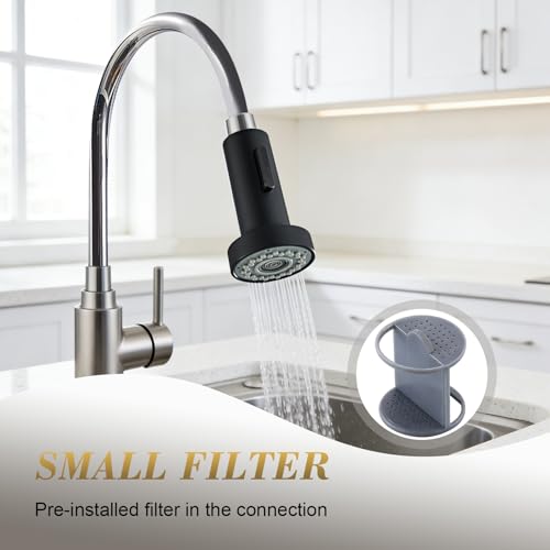 Kitchen Faucet Head Replacement, Pull Down Spray Head with 2 Spray Modes, High Pressure Faucet Sprayer, Universal Sink Spray Head Replacement (Matte Black) - color: Pull-Down Spray Head - Matte Black