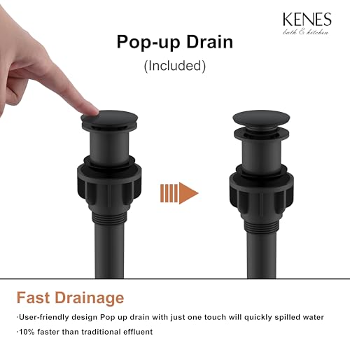 Matte Black Vessel Sink Faucet Single Handle, Tall Bathroom Faucet | Vessel Bowl Faucet with Pop Up Drain & Supply Lines, Lead-Free cUPC & NSF Certified, 1 Hole Faucet for Vanity RV Restroom - color: Matte Black, size: Tall