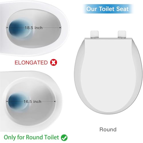17'' Round Toilet Seat with Built-In Toddler Seat, Soft Close Potty Training Toilet Seat for Adult & Child, Durable PP Seat, Easy to Install & Remove, Fits Most Standard Toilets - color: White, size: Round with Toddler Seat