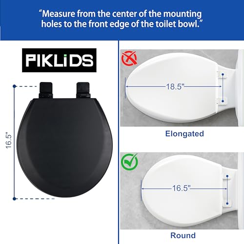 Toilet Seat, Slow Close, Soft Touch, Ultra-Smooth Matte Finish (No Orange-Peel Texture), Premium Moulded Wood, Quick Release, PIKLiDS (Black, Round) - color: Black, size: Round