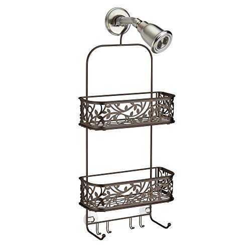 iDesign Vine Metal Wire Hanging Shower Caddy, Extra Wide Space for Shampoo, Conditioner, and Soap with Hooks for Razors, Towels, and More, 10.5" x 4.5" x 25" - size: 10.5" x 4.5" x 25", style: Shower Caddy