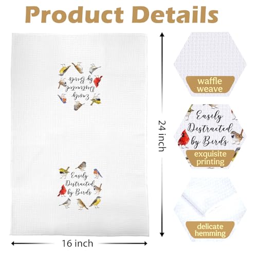 Bird Watching Kitchen Towels - Funny Birdwatching Gifts Decorative Waffle Dish Towels, Bird Lover Gifts Hand Towel, Birds Tea Towel, 16x24 Inch - color: Birdwatching-04