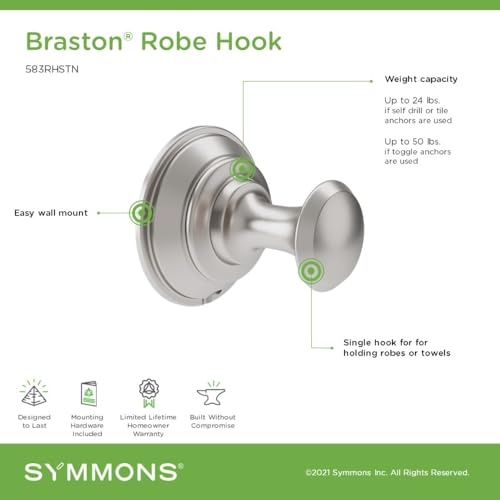 Symmons Braston Wall Mounted Robe and Towel Hook in Satin Nickel - color: Satin Nickel