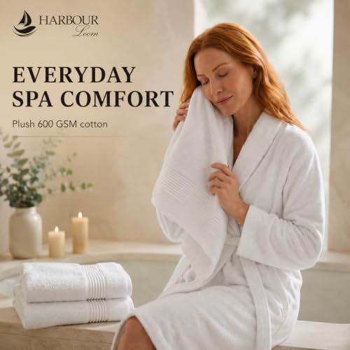 Towel Set for Bathroom, 3 Piece Turkish Cotton Bath Hand and Wash Towels | Mixed size set in Ice White, 600 gram weight. Double stitched hems suit family and guest use. - color: Ice White