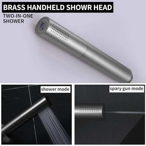 AYIVG Brushed Nickel Finish Round Brass 2 In 1 Function High Pressure Handheld Shower Head Sprayer Hand Shower Wand with 59 Inch Hose For Bathroom Shower System - color: Brushed Nickel