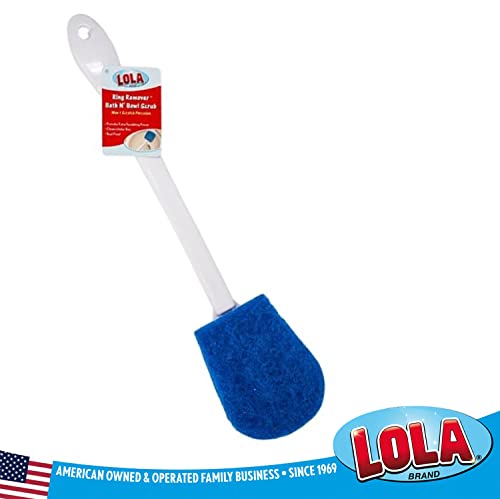 LOLA Bath & Toilet Bowl Scrubber Brush w/Comfort Handle & Hang Hole. Non-Scratch, Removes Rings w/Scrubbing Pad, 1 Pack - size: 1 Pack, style: Bath & Toilet Scrubber Brush