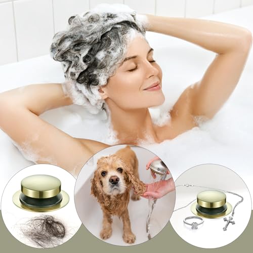 Universal Bathtub Stopper, Pop Up Bath Tub Drain Stoppers, EZ Install Bathtub Drain Replacement Trim Kit, Replaces Lift and Turn, Tip-Toe and Trip Lever Drains for Tub(Brushed Gold) - color: Brushed Gold