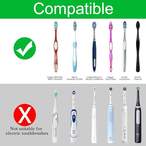6 Slots Toothbrush Holder Wall Mount with Cover, Self Adhesive Toothbrushes Storage Organizer Perfect for Dorm Bathrooms and Shower, Holds 6 Toothbrushes. White