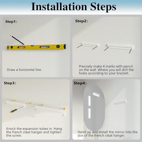 Frameless Oval Mirror, 22"x30" Beveled Oval Bathroom Mirrors | 5mm HD Glass, Anti-Rust, 15mm Frameless Beveled Mirror, French Cleat, Horizontally or Vertically, for bathroom/bedroom - size: 22"L x 30"W