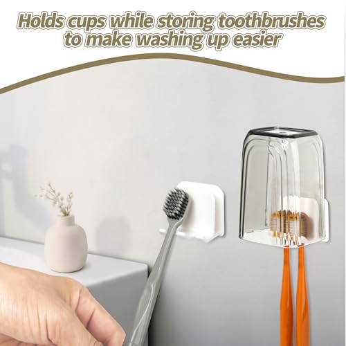 2-Piece Set of White self-Adhesive Wall-Mounted Waterproof Toothbrush Holders, Electric Toothbrush Holder for Bathrooms,Suitable for Bathroom Showers.
