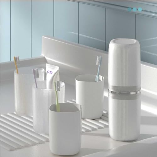 Toothbrush Travel Case Portable Travel Toothbrush Holder, Large Travel Toothbrush Cup for School, Camping, Business Trip, Bathroom, Cruise (White) - color: White