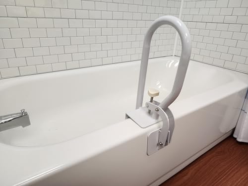 Carex White Bathtub Rail - Grab Bars for Bathroom, Bathtubs & Showers - Side Hand Grip Railing & Support - Shower Handle & Bath Tub Bar Clamps for Seniors & Elderly - style: Modern or Classic