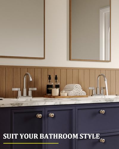 Brushed Nickel Bathroom Sink Faucet 3 Hole 4 Inch Centerset Bathroom Faucet | Faucet for Bathroom Sink with Pop Up Drain and 2 Supply Hoses 2 Handle Bathroom Faucets for Sink Vanity RV Evolvegoods - color: Brushed Nickel