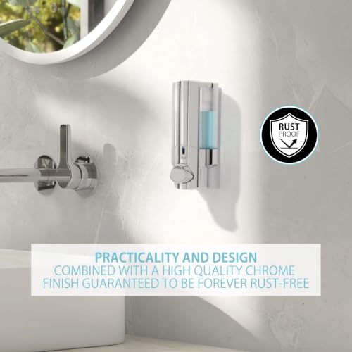 Better Living Products 76140-1 AVIVA 1 Chamber Wall Mount Soap and Sanitizer Dispenser, Chrome | 1 Chamber, Soap and Sanitizer Dispenser Pump, No Drill - size: 1-Chamber