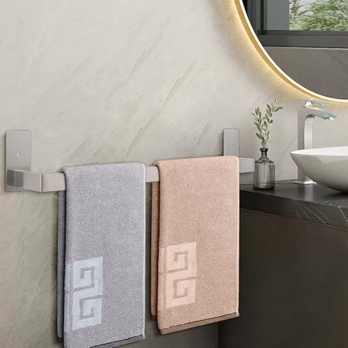 NearMoon Self Adhesive Bathroom Towel Bar, Stainless Steel Square Bath Wall Shelf Rack Hanging Towel Stick On Sticky Hanger Contemporary Style, Towel Rack Wall Mounted (24 Inch, Brushed Nickel) - color: Brushed Nickel, size: 24 Inch