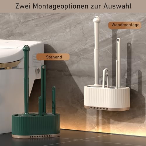 Basaza Toilet Brush and Holder Set Toilet Bowl Cleaning Brush and Holder for Bathroom 4 in 1 Light Green Toilet Bowl Cleaner Brushes & Holders Floor Standing or Wall Mounted - color: Light Green 4 in 1 Toilet Brush Set