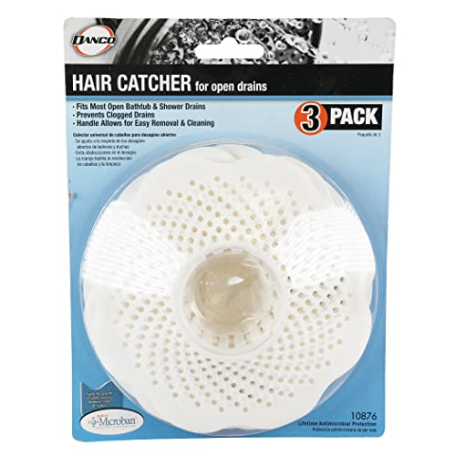Danco Bathtub Drain Hair Catcher, Fits 1.25 in, 3-Pack, White (10876) - size: 3-Pack On-Drain