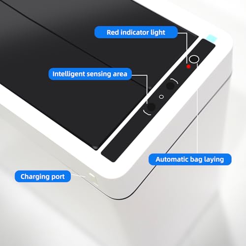 4.5 Gallon Slim Bathroom Touchless Trash Can, Automatic Smart Trash Can with Air-Press Bag Expander, Sensor Lid Waste Bin for Bedroom, Office & RV, White - size: 4.5 Gallon-P