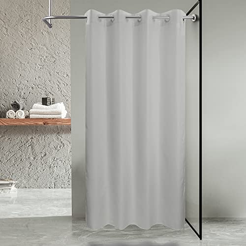 River Dream No Hook Stall Shower Curtain or Liner Microfiber Grey, 54x80 | Waterproof Fabric Shower Curtain Set, Bottom Magnets, Soft & Machine Washable, 54W x 80H - color: Grey, size: 54"W x 80"L (Pack of 1)