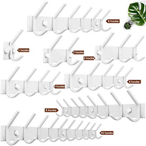 WEBI Coat Rack Wall Mount,Coat Hooks Wall Mounted,Coat Hanger Wall,Hook Rack Rail,3 Hooks for Hanging Coats,Hats,Jacket,Clothes,White - size: 3 Hooks
