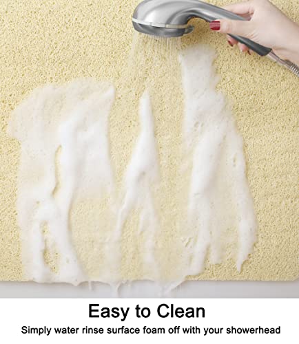 Leotruny Bath Tub Shower Mat 40 x 16 Inch Non-Slip Soft PVC Loofah | Bathtub Mats for Bathroom - color: C02-beige