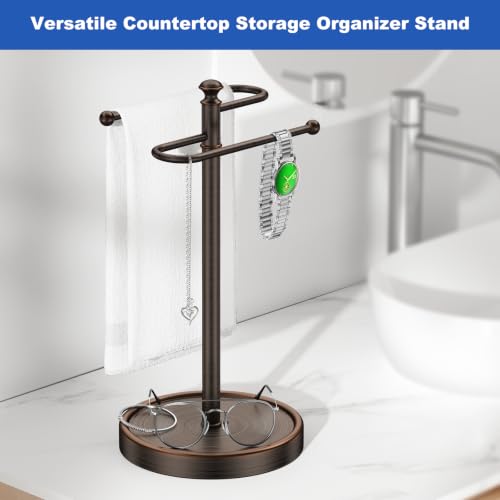 Hand Towel Holder, 304 Stainless Steel Heavy Duty S Shape Hand Towel Stand Free Standing Towel Bar for Bathroom Kitchen Countertop - color: Bronze