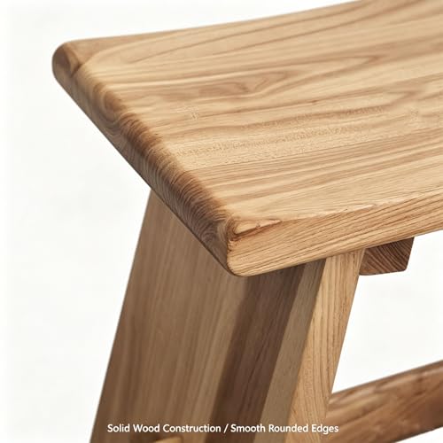 18" Teak Shower Bench - Shower Stool for Bathroom Unique Rustic Style and Comfort - Farmhouse Solid Wood Furniture for Indoor & Outdoor Use