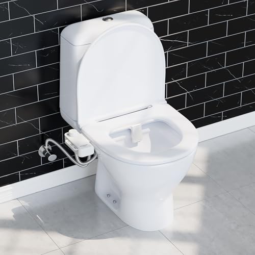 Bidet Attachment for Toilet, Non-Electric Ultra-Slim Bidet Toilet Seat Adjustable Water Pressure with Self-Cleaning Dual Nozzle (Frontal & Rear Wash), White